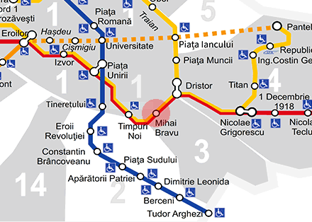 Mihai Bravu station map