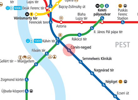 Corvin-negyed station map