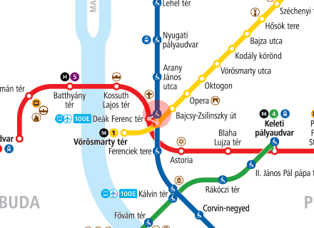 Deak Ferenc ter station map