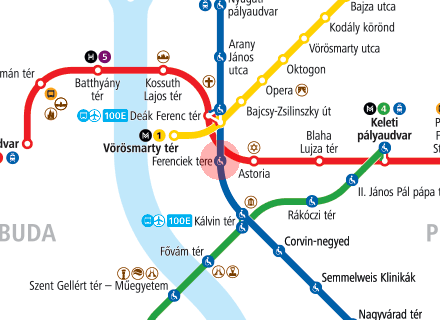 Ferenciek tere station map