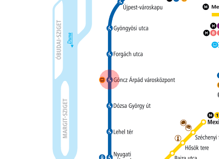 Goncz Arpad varoskozpont station map