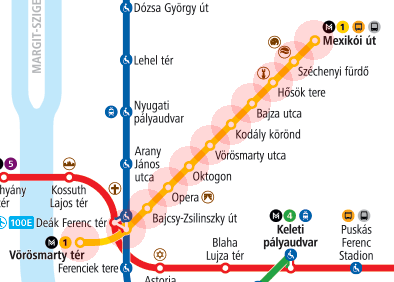 Budapest Metro Line M1 map