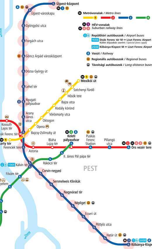 Budapest Metro Line M3 map