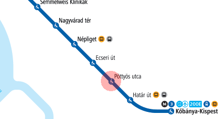 Pottyos utca station map