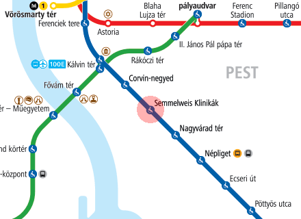 Semmelweis Klinikak station map