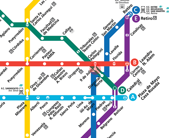 9 de Julio station map