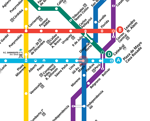 Avenida de Mayo station map