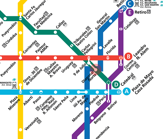 Diagonal Norte station map