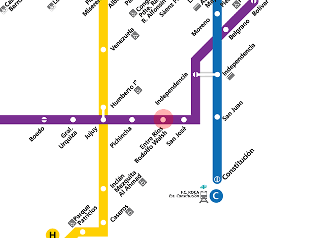 Entre Rios/Rodolfo Walsh station map