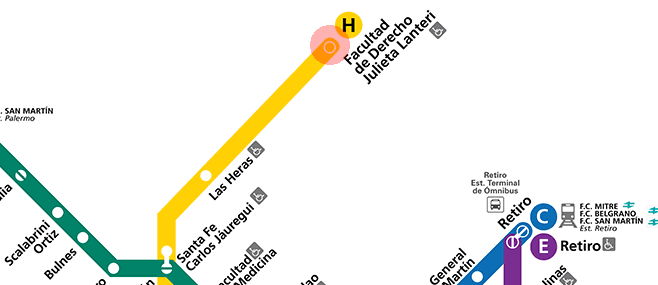 Facultad de Derecho station map