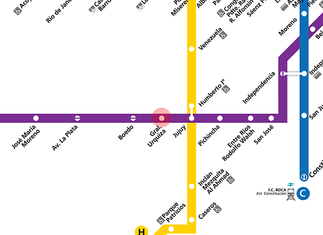 General Urquiza station map