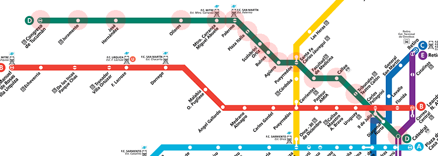 Buenos Aires Subte Line D map