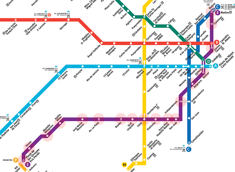 Buenos Aires Subte Line E map