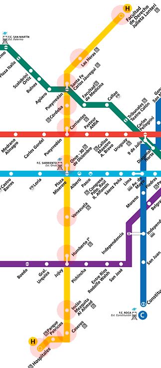 Buenos Aires Subte Line H map
