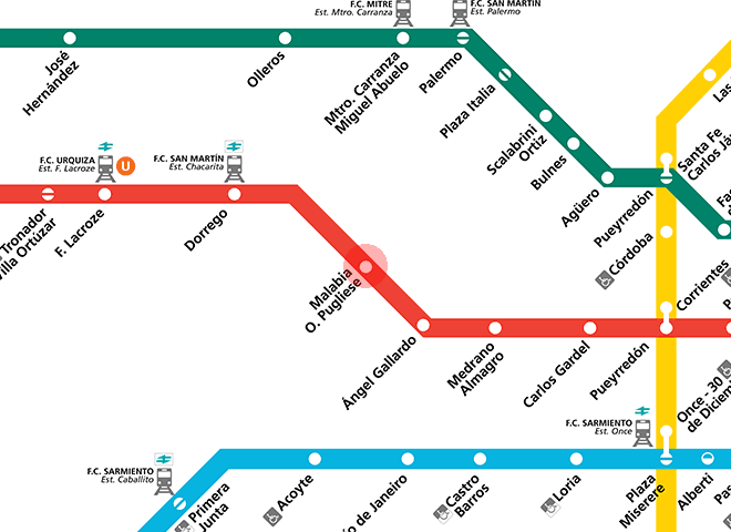 Malabia/Osvaldo Pugliese station map