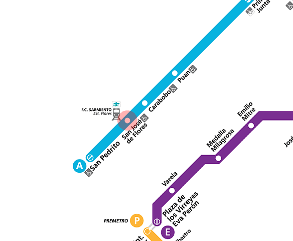 San Jose de Flores station map
