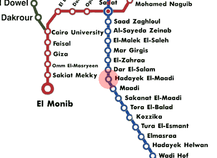 Hadayeq El-Maadi station map