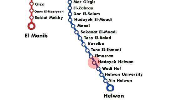 Hadayeq Helwan station map
