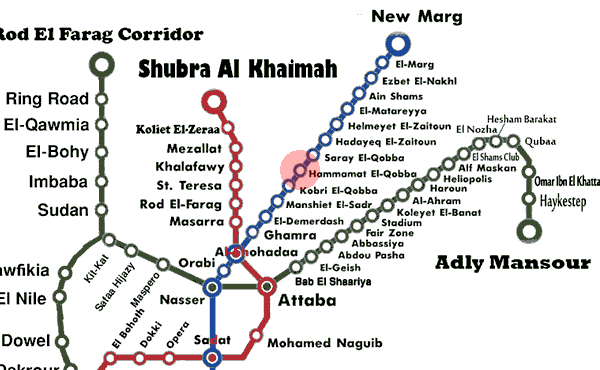 Hammamat El-Qobba station map