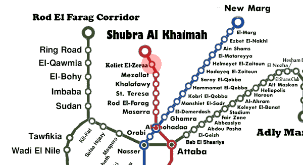 Koliet El-Zeraa station map