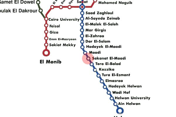 Sakanat El-Maadi station map