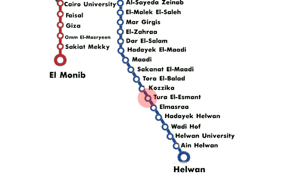 Tora El-Asmant station map