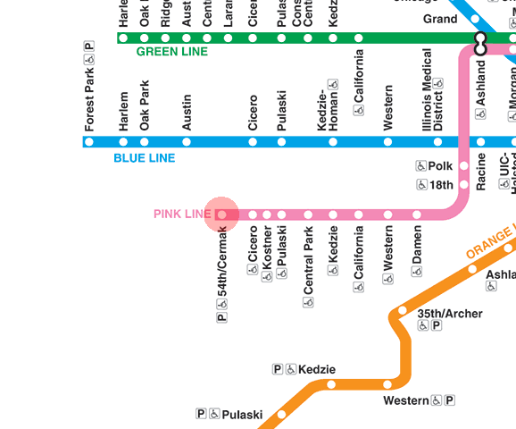 54/Cermak station map