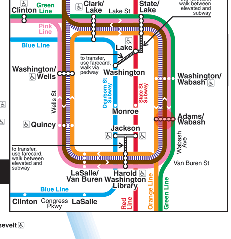 Adams/Wabash station map