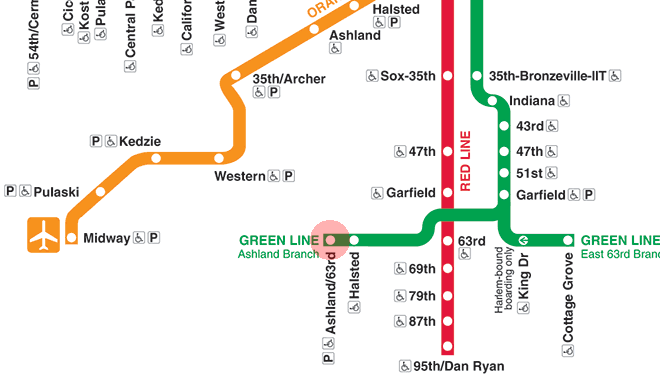 Ashland/63rd station map