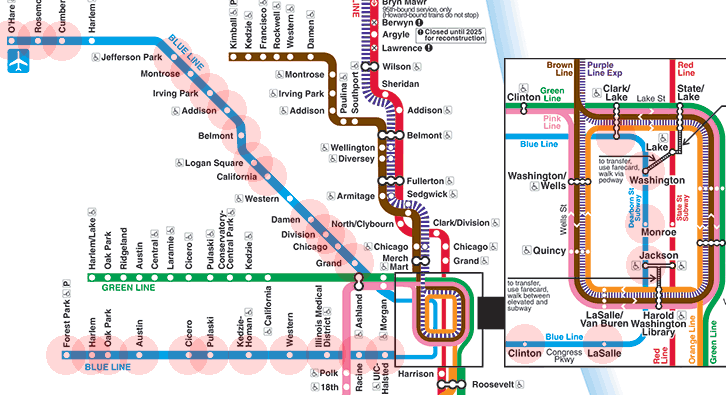 Chicago Elevated Train Map Blue Line Map - Chicago Cta L Train