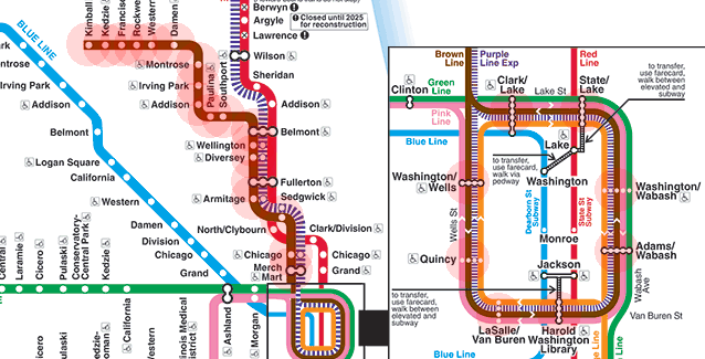 Chicago CTA L Train Brown Line map