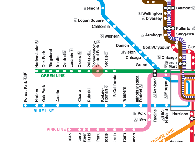 Central Park Drive - Conservatory station map
