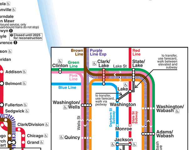 Clark/Lake station map