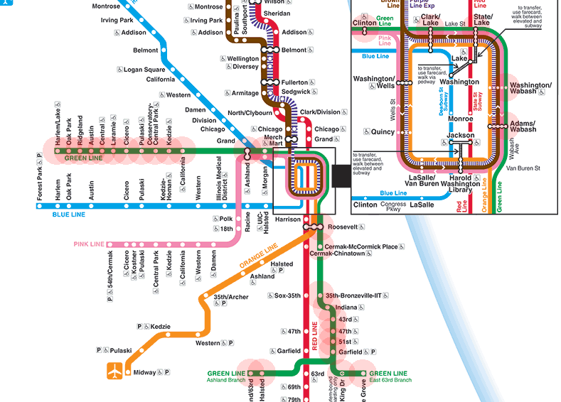 Chicago CTA L Train Green Line map