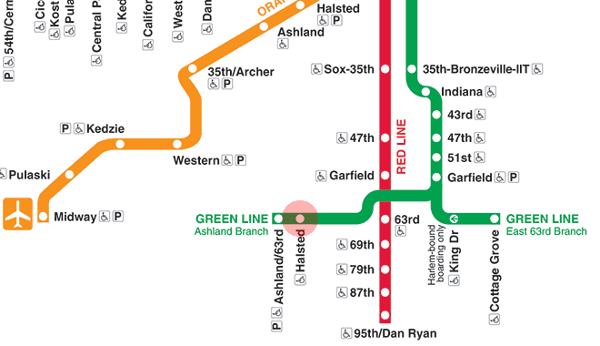 Halsted station map