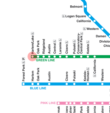 Harlem/Lake station map