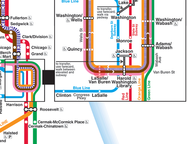 LaSalle/Van Buren station map