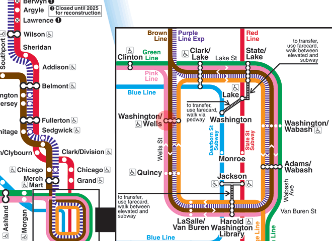 Washington/Wells station map