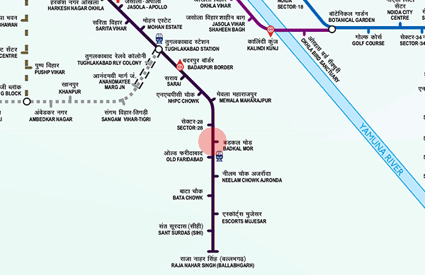 Badkhal Mor station map