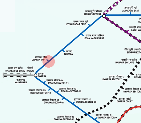 Dwarka Mor station map