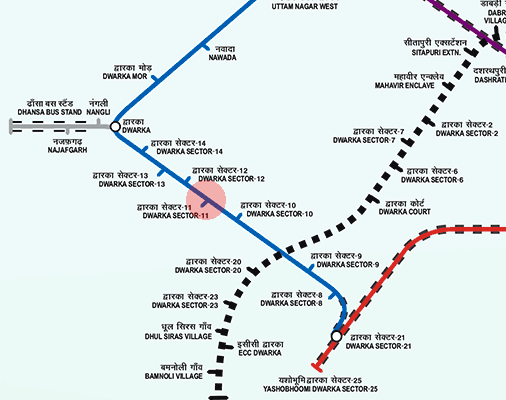 Dwarka Sector 11 station map