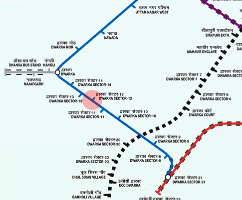Dwarka Sector 12 station map