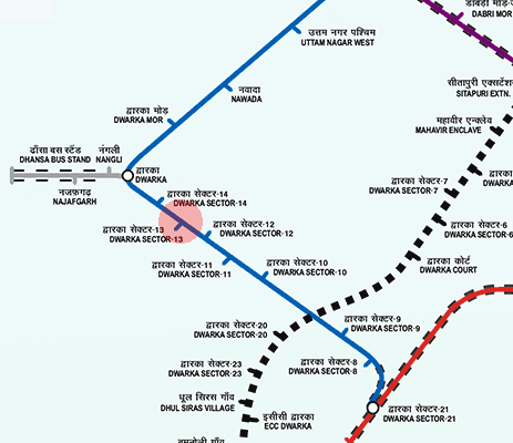 Dwarka Sector 13 station map
