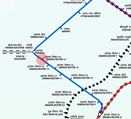 Dwarka Sector 14 station map