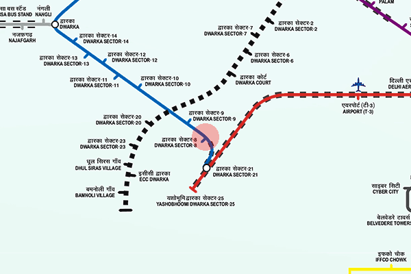 Dwarka Sector 8 station map