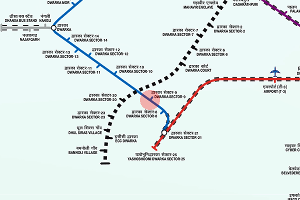 Dwarka Sector 9 station map
