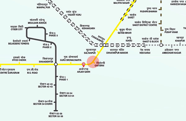 Ghitorni station map