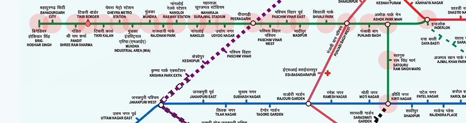 Delhi Metro Green Line map