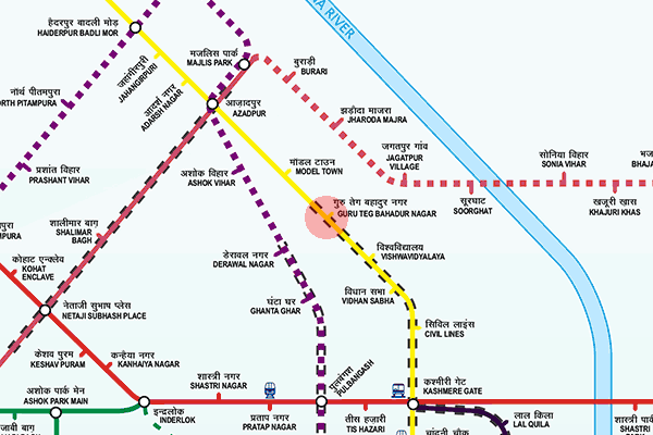 GTB Nagar station map