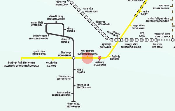 Guru Dronacharya station map